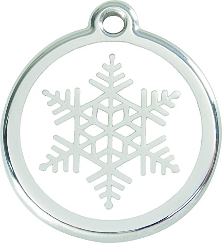 Red Dingo Snowflake Enamel Dog Tag White - Medium