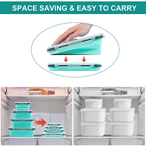 Set of 4 Silicone Collapsible Food Storage Containers with Lids