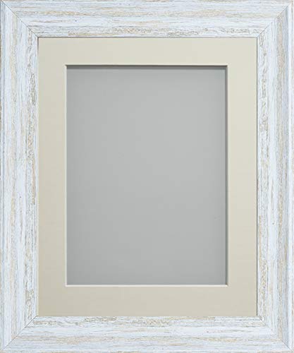 Frame Company Lynton Rustic White Photo Frame with Ivory Mount, 8x6 for 5x3 inch, fitted with perspex — image 1