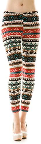 Anna Printed Fleece Leggings L/XL Red/Brown La Scala
