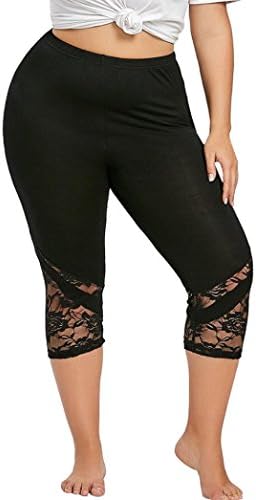 Tootu Women Plus Size Elastic Leggings Solid Criss-Cross Hollow Out Sport Pants