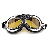 UZZO Safty Goggles Motocycle Padded Eyewear For Raf Pilot Aviator,Scooter Biker,Motocross ,Cruisers,Specially Made to Keep Sun UV, Dust And Wind Out Of Your Eyes(Yellow)
