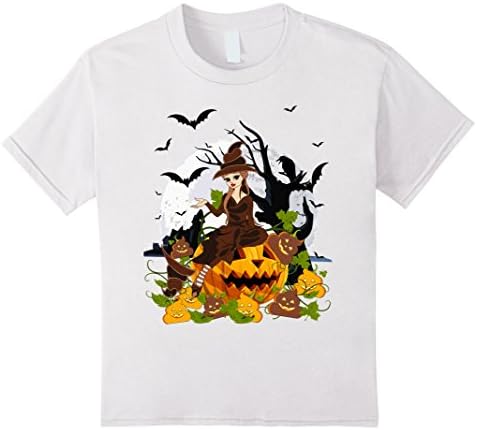 Kids Witch Pumpkin Poop Emoji Spooky Bat Crow Halloween Shirt 6 White