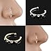 Qiaoying Gold Thin Four Diamond Clear Crystal Nose Ring Stud Hoop-Sparkly Crystal Nose Ring