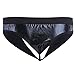 YiZYiF Men's Metallic Underwear Front Open G-String With 7 Ball Lifter Rings Trunk Shorts Black Medium