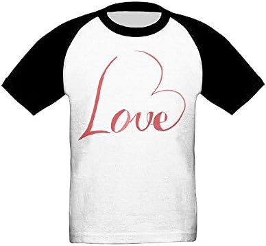 Red Love Black Boys And Girls Short Raglan Sleeve Kids Fashion Shirts For Toddlers