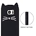 Mulafnxal Case for Samsung Galaxy S6,Soft Silicone 3D Cartoon Animal Cat Slim Cover, Cute Cases Kids Girls Shock Proof Rubber Gel Kawaii Character Fashion Protector for Samsung S6 Black Cat