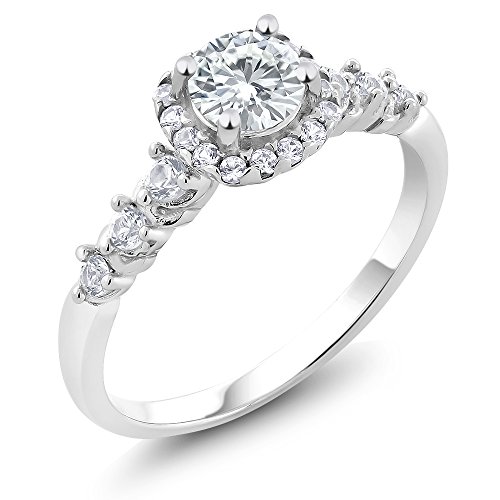 925 Sterling Silver Created Moissanite Engagement Right-Hand Ring (0.50 Cttw, Available in size 5, 6, 7, 8, 9)