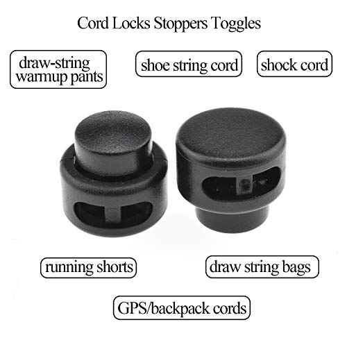 HAO PRO Cord Locks Stoppers Toggles Double Holes Heavy Duty Spring No Slip Thick Plastic 6 Pack 0.2 Hole Diameter fit 550lb 750lb Paracord Flat Easy to Compress for Drawstring Pants Shoe Slip Proof