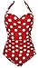 1950s Retro Red Vintage One Piece Monokini White Polka Swimsuits Swimwear 2XL(US10)