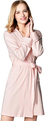 Mamamiya Women's Soft Cotton Robe Kimono Bathrobe Sleeve Loungewear Sleepwear Cloth Robe (M, Pink)