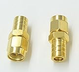 2pcs High value Pure brass SMA Male Plug to SMB Female Jack Plug Coaxial Adapter Connector