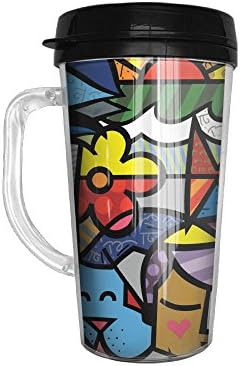 KOLP Art Colorful Flip Top Lid Double Wall Bottle Hot Cold Tumbler With Liquid Tight Coffee Mug Vacuum Sealed Drink Bottle With Handle