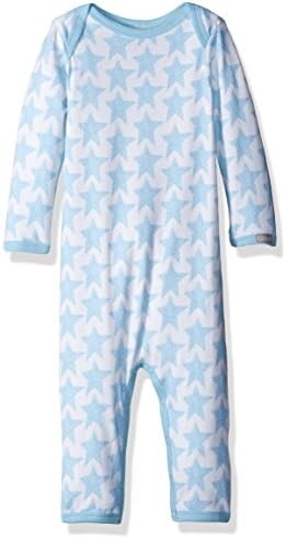 Coccoli Baby Boys' Jersey Knit Cotton/Modal Unionsuit, Blue Stars, 9 Months