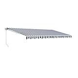ALEKO AW12X10BWSTR03 Retractable Patio Awning 12 x 10 Feet Blue and White Striped