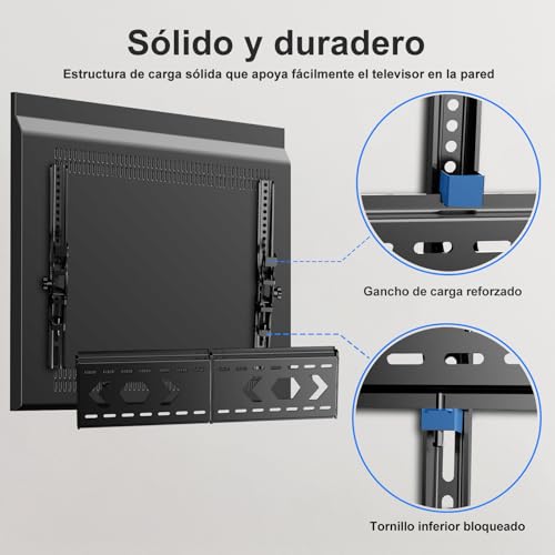 JXMTSPW Soporte de TV con inclinación para Pantallas de 32”-84”, Máx VESA 600x400 mm,Soporta hasta 75 kg, 40 42 43 50 55 60 65 70 75 Pulgadas Universal Soporte de Pared para TV Inclinable
