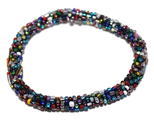 Crochet Glass Seed Bead Bracelet Roll on Bracelet Nepal Bracelet SB242