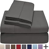 Premium 1800 Ultra-Soft Microfiber Sheet Set Twin Extra Long - Double Brushed - Hypoallergenic - Wrinkle Resistant (Twin XL, Grey)