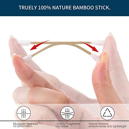 500 Count Double Round Tips Cotton Swabs With Strong Bamboo Sticks Cotton Buds , 3.14 inch, 1 pack