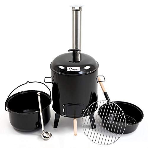 BBQ-Toro Gulaschkanone | Gulaschkessel | Eintopfofen | Ungarischer Kesselgulasch Topf 17 Liter emailliert mit Deckel für die Outdoor Küche Feldküche – Bild 3