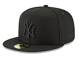New Era Mens MLB Basic NY Yankees 59fifty Fitted Cap, Black/Black