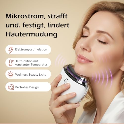 EMS Gua Sha, Rolandus Face Massager Gua Sha Electric with Vibration & Heat Face Shaping Tool with Red, Blue, Green and Colourful Light Face Massager for Face Anti Wrinkle Anti Ageing