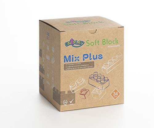 image for UNiPLAY Soft Building Blocks - Mix Plus Series (34pcs). Educational an