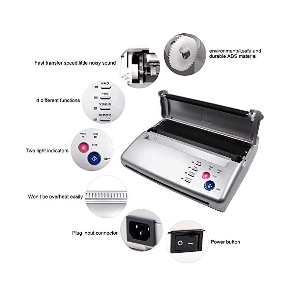 TATELF Tattoo Stencil Printer Thermal Tattoo Transfer Machine (Silver