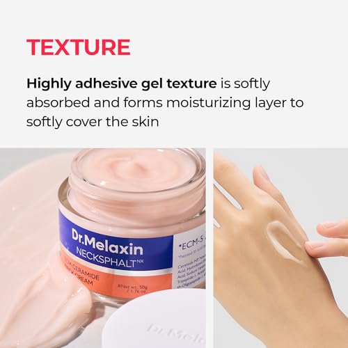Dr.Melaxin Necksphalt Firming Cream with ECM-5 20,000ppm, Firming & Lifting Neck Cream for Wrinkles & Sagging Skin, Ceramide & Collagen for Elasticity & Radiant Glow, 1.76 fl.oz