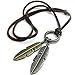 KONOV Vintage Angel Feather Pendant Leather Cord Mens Necklace Chain, Gold Silver...