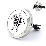 AZORA Aromatherapy Car Air Freshener Vent Clip Locket Turtle Stainless Steel Essential Oil Diffuser Gift 8 Felt Pads