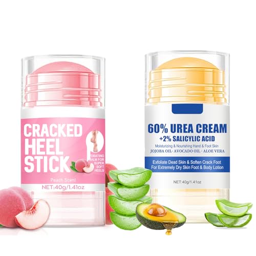 2Pcs Peach + aloe Scented Cracked Heel Stick Balm, Heel Stick For Cracked Feet, Foot Cream For Calluses and Dry Feet, Cracked Foot