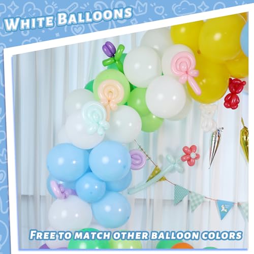 LovesTown 110PCS Latex Balloons Bulk, White Party Balloons with Ribbon 12\