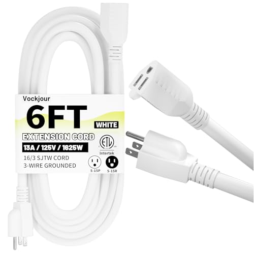 Vockjour 16/3 White Indoor Outdoor Extension Cord