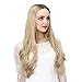 SARLA U Part Hair Extensions Clip in Wavy Long Full Head Synthetic Hairpiece 24 Inch for Women Light Honey Blonde