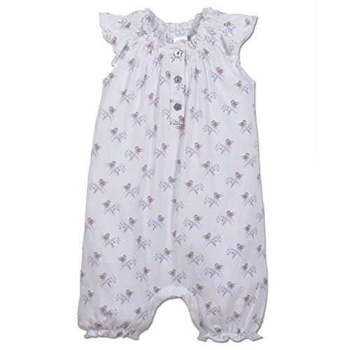 Feather Baby Girls Clothes Pima Cotton Angel Sleeve One-Piece Shortie Sunsuit Bubble Baby Romper