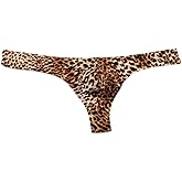 eywlwaar Men's Leopard Print Thong Underwear Low Waist T-Back G-String Underpants