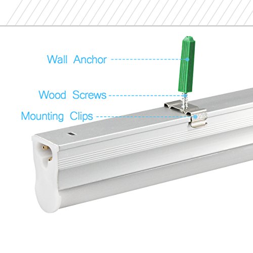 T5 Integrated Single Fixture,LED Shop Light for in Garag,4FT, 2200lm, (Super Bright White), 20W, Utility Shop Light, Ceiling and Under Cabinet Light,Corded Electric with ON/Off Switch,6000-6500k 6pk