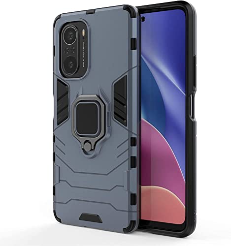 MUMOYAN Case for Xiaomi Poco F3/F3 Pro, Hybrid 2 in 1 TPU + PC 360° Rotating Stand, Military Grade Anti-fall, [Works with Magnetic Car Mount] Protective Case, Blue