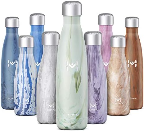 HOMPO Stainless Steel Water Bottle - 350ml/ 500ml/ 750ml/ 1L BPA Free Vacuum Insulated Metal reusable Water Bottle, Double Walled keeps Hot & Cold leak proof Drinks bottle for kids, sports, gym