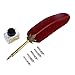 OPENDGO Vintage Feather Quill Pen and Ink Set Feather Dip Pen Calligraphy Pen Set Writing Quill Ink Dip Pen with Ink and 5 Nibs for Writing Drawing,Birthday Wedding Gift Set