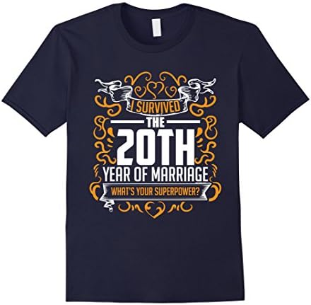 Men's 20th Wedding Anniversary Gifts 20 Year T Shirt For Her &amp; Him 2XL Navy