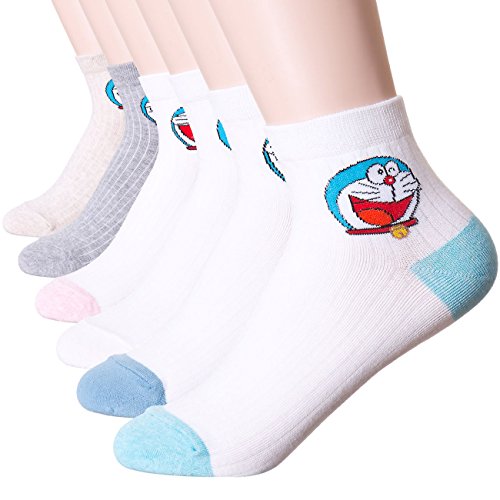 Doraemon crew socks (onesize, 6 pairs)