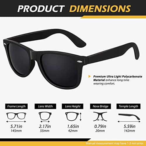 LINVO Men's Women's Polarized Sunglasses Driving Protection 100% UV400 Retro 80s Design
