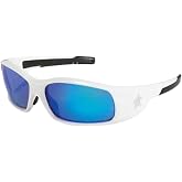 MCR Safety Glasses SR128B Swagger SR1 Blue Diamond Lens with UV Protection and Scratch Resistant Coating, White, 1 Pair