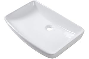 Vessel Sink Rectangular - Lordear 24 Inch Curved Rectangle Bathroom Sink Modern Above Counter White Porcelain Ceramic Bathroom Vessel Vanity Sink Art Basin
