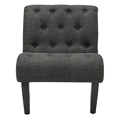 Haobo Home Modern Accent Lounge Chair with Linen upholstered Armless Tufted Button Casual Chair for Living Room (Dark Grey2)