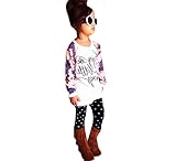 PHOTNO 1Set Toddler Baby Girl Long Sleeve Print T-shirt Tops+Pants Outfits Clothes (2-6Y)