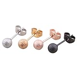 Surker 4pcs Titanium Steel Ear Studs Earrings Piercing Jewelry (3mm)
