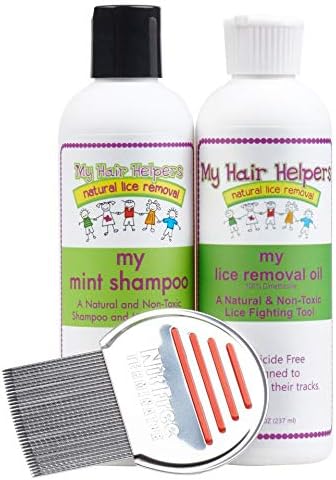 Lice Treatment for Kids Treats 1-2 Children Removes Nits with Steel Comb Lice Shampoo and Dimethicone Oil